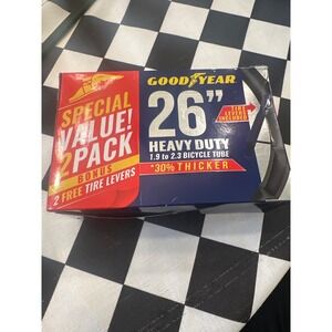 Goodyear 26" Heavy Duty Bicycle Tube 2 Pack 1.9 to 2.3 Schrader Valve
No levers